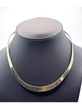 Vintage Silver Tone Flat Polished Choker Torque Necklace Open Back Minimalist